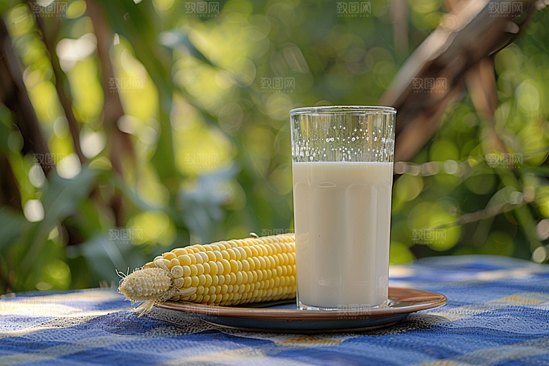 豆浆豆奶奶瓶能量餐摄影图