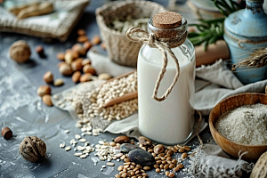 豆浆豆奶自然能量餐摄影图