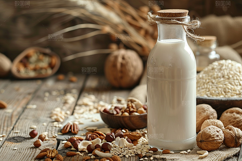 豆浆豆奶奶瓶美食摄影图