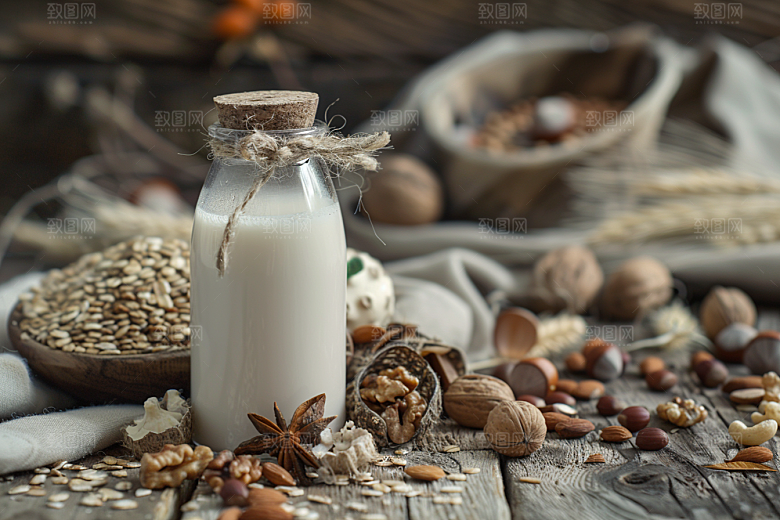 豆浆豆奶奶瓶牛奶摄影图