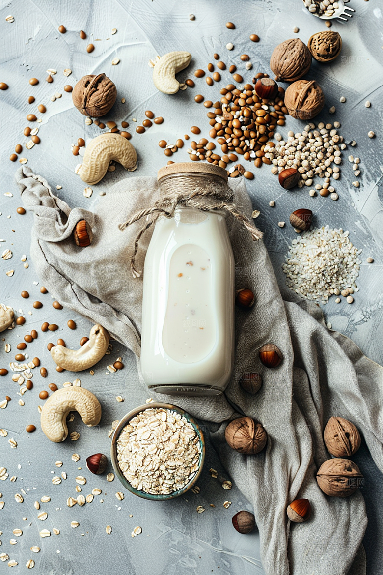 豆浆豆奶奶瓶美食摄影图