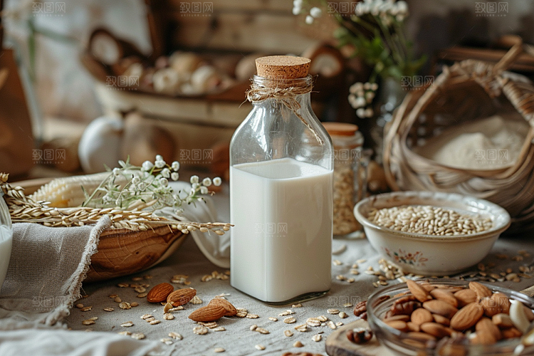 豆浆豆奶能量餐谷物摄影图
