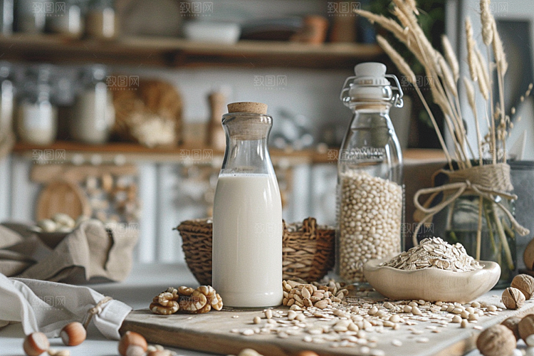 豆浆豆奶自然能量餐摄影图