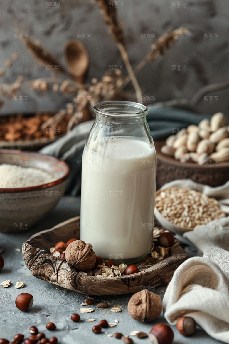 豆浆豆奶早餐高清摄影图