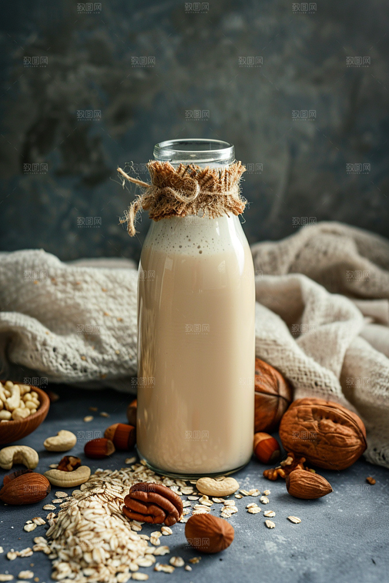 豆浆豆奶牛奶美食摄影图