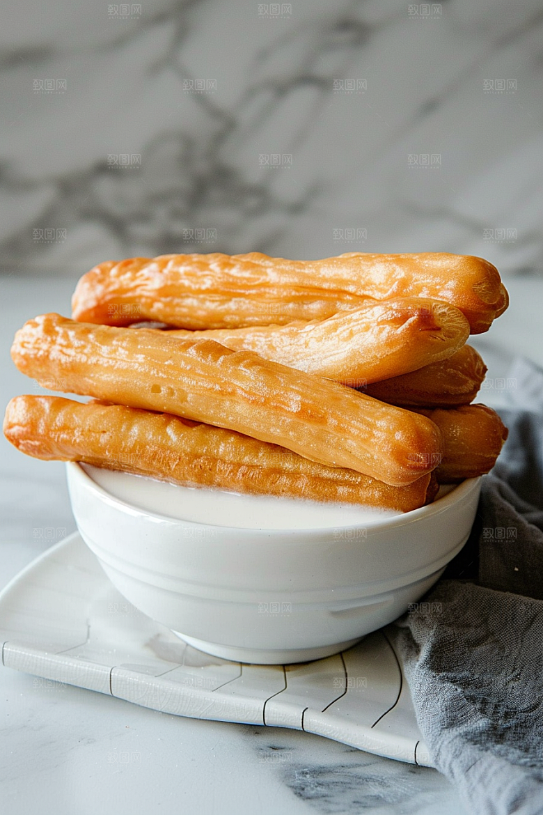 早餐小吃豆奶摄影图