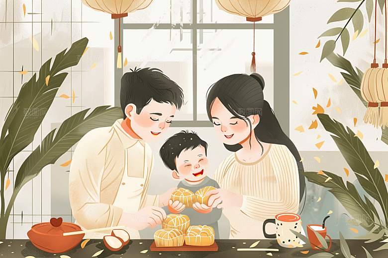 端午包粽子传统文化小吃插画