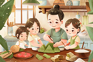 端午包粽子传统文化端午节插画