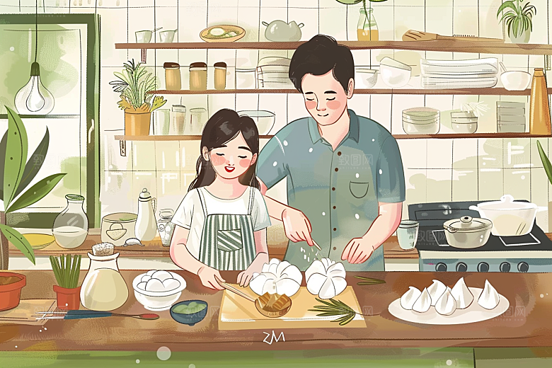 端午包粽子端午节糯米插画