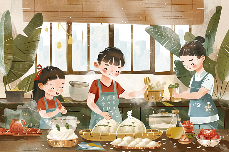 端午包粽子节日端午节插画