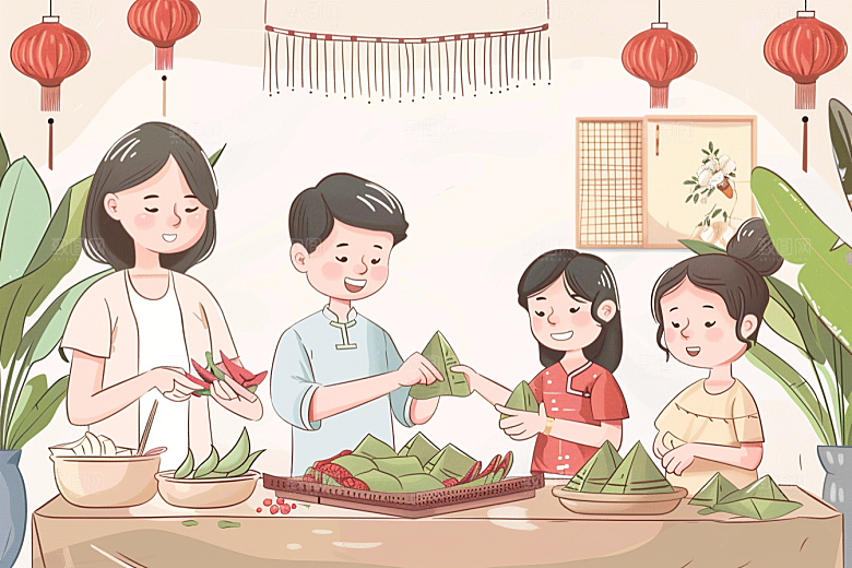 端午包粽子传统文化端午节插画