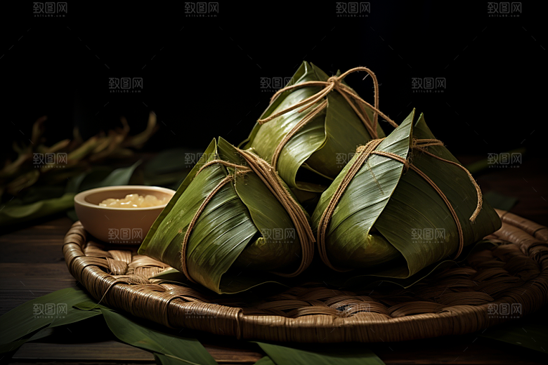 端午节粽子传统小吃美味摄影图