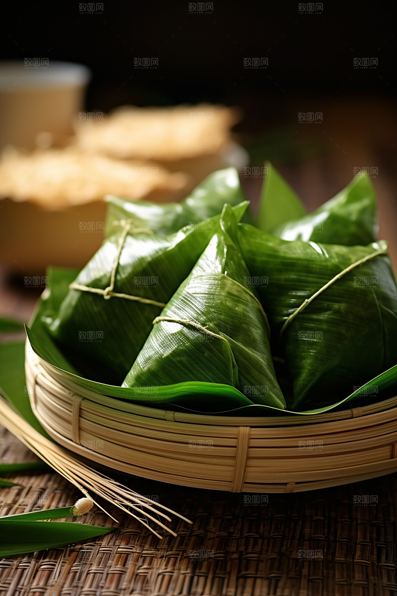 端午节粽子传统小吃美食摄影图