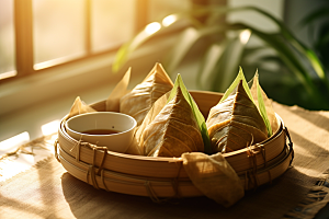 端午节粽子传统小吃美食摄影图