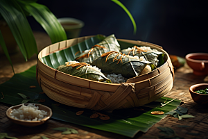 端午节粽子美味糯米粽肉粽摄影图