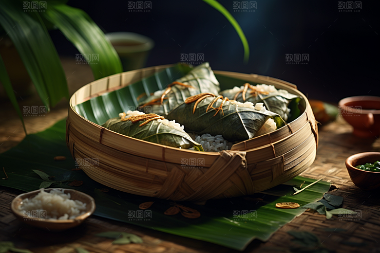 端午节粽子美味糯米粽肉粽摄影图