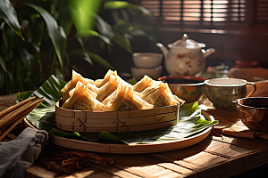 端午节粽子纪念屈原糯米粽肉粽摄影图