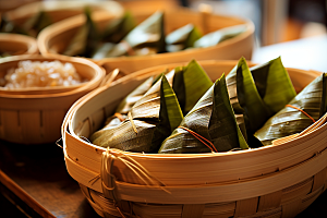端午节粽子传统小吃美食摄影图