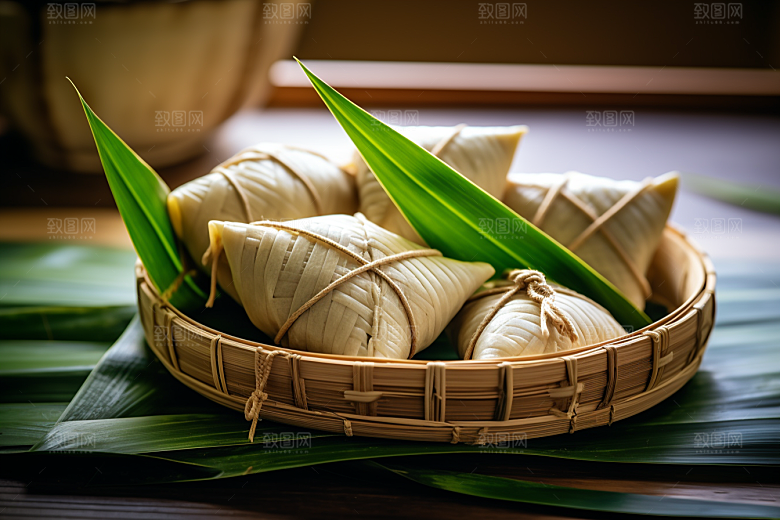 端午节粽子美食糯米粽肉粽摄影图