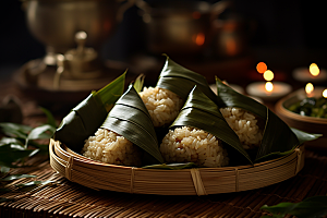 端午节粽子糯米粽肉粽传统小吃摄影图