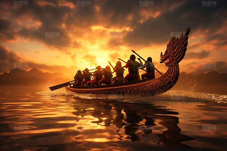 端午划龙舟庆祝划船摄影图