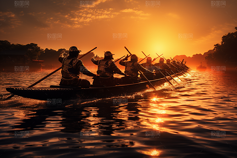 端午划龙舟传统文化选手摄影图