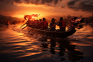端午划龙舟节庆传统文化摄影图