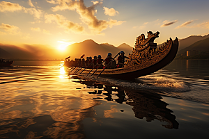 端午划龙舟传统文化团体活动摄影图
