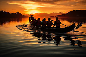 端午划龙舟传统文化激烈摄影图