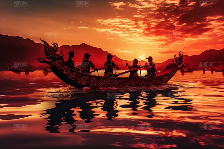 端午划龙舟庆祝划船摄影图