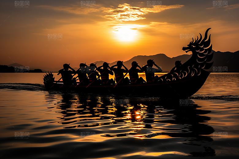 端午划龙舟庆祝节日摄影图