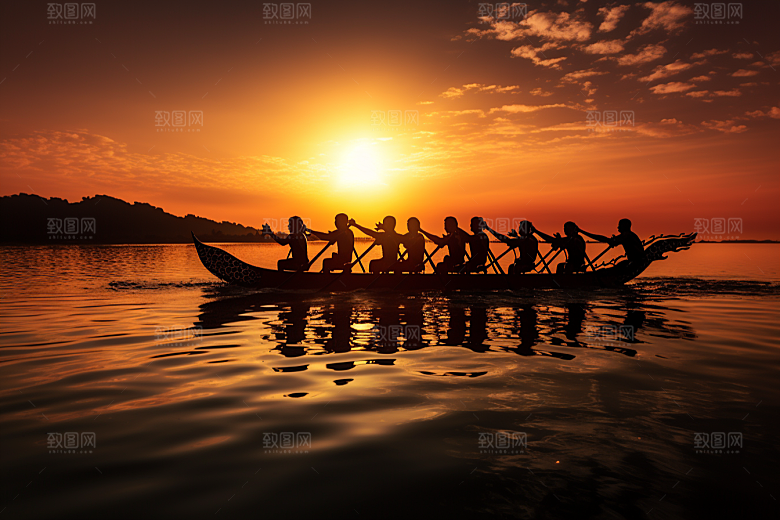 端午划龙舟选手庆祝摄影图