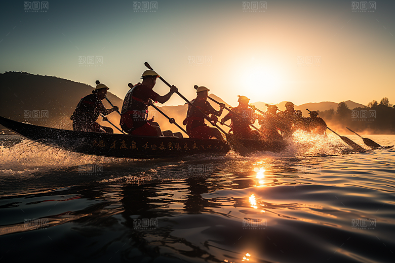 端午划龙舟传统文化节日摄影图