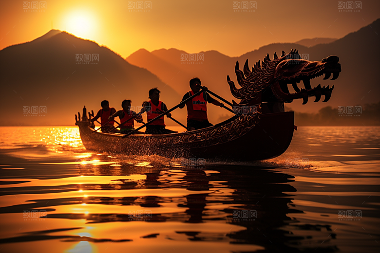 端午划龙舟选手庆祝摄影图