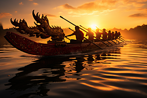 端午划龙舟传统文化激烈摄影图