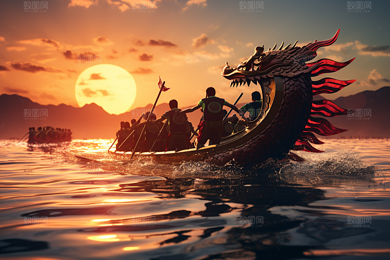 端午划龙舟庆祝竞技摄影图