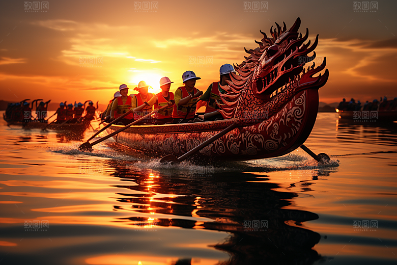 端午划龙舟划船高清摄影图