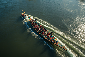 端午划龙舟选手比赛摄影图