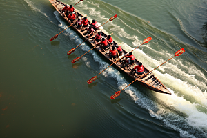 端午划龙舟团体活动竞技摄影图