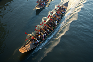 端午划龙舟选手团体活动摄影图