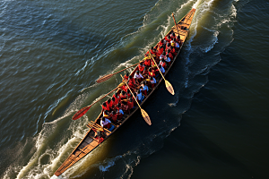 端午划龙舟团体活动节庆摄影图