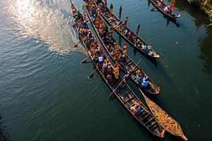 端午划龙舟节日水上运动摄影图