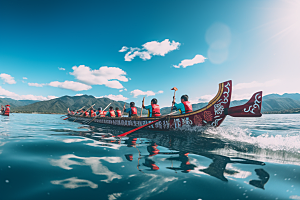 端午划龙舟划船竞技摄影图
