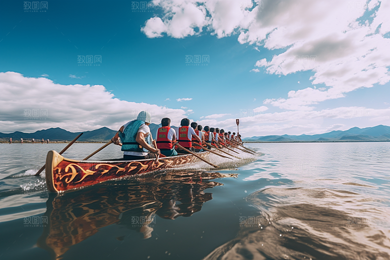端午划龙舟高清节庆摄影图