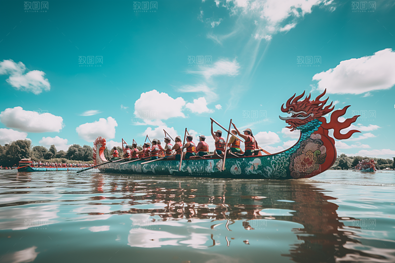 端午划龙舟比赛庆祝摄影图