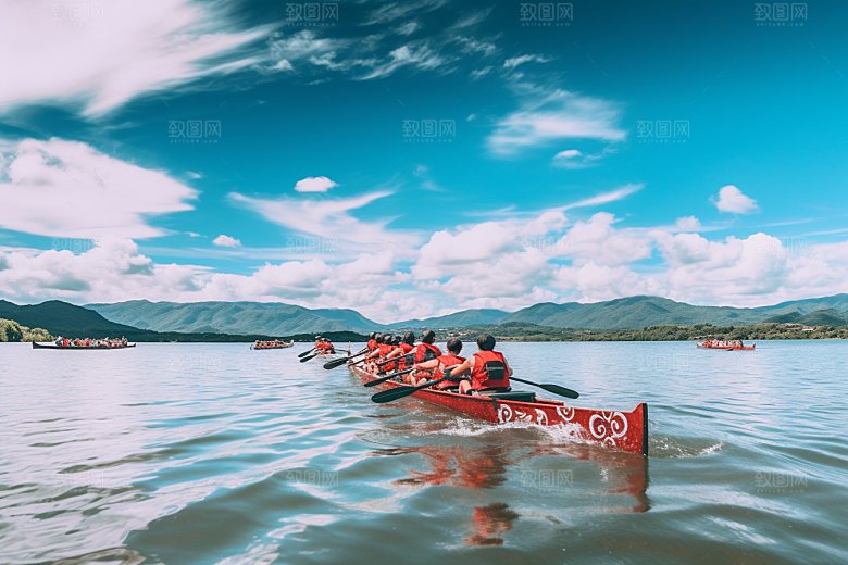 端午划龙舟节庆庆祝摄影图