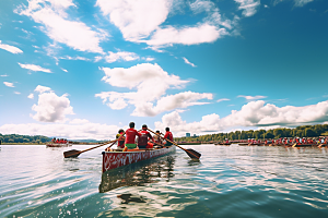 端午划龙舟选手传统文化摄影图