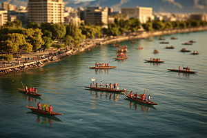 端午划龙舟水上运动节庆摄影图