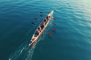 端午划龙舟水上运动团体活动摄影图