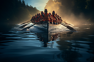 端午划龙舟传统文化水上运动摄影图
